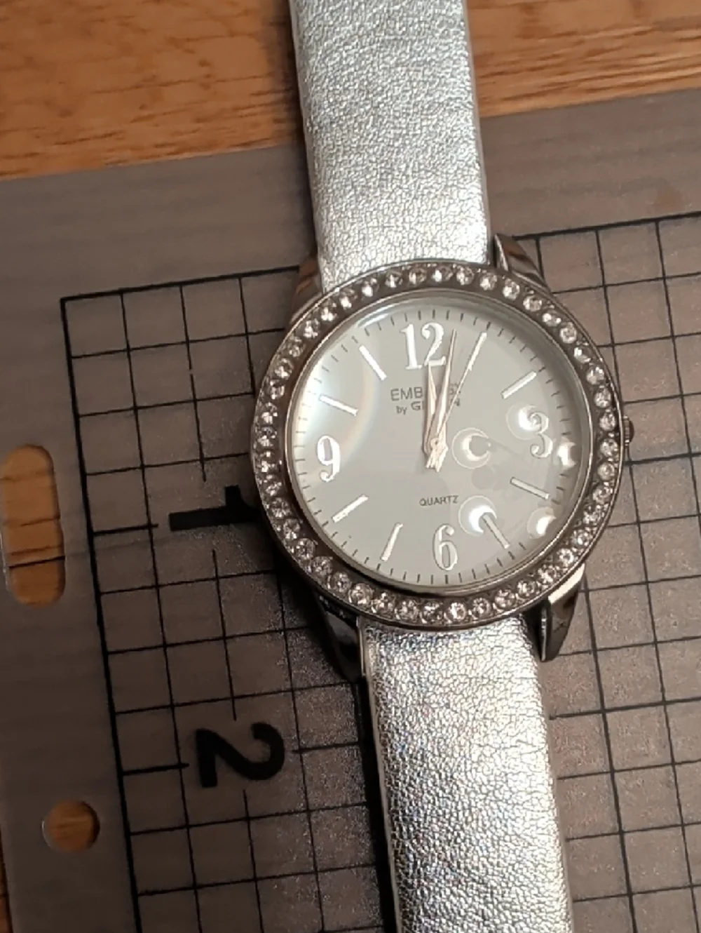 Embassy by Gruen Silver Crystal-Trim Women's Watch